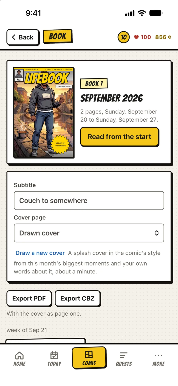 Book 1, September 2026, with a drawn cover of Dara running at dawn, and its subtitle Couch to somewhere