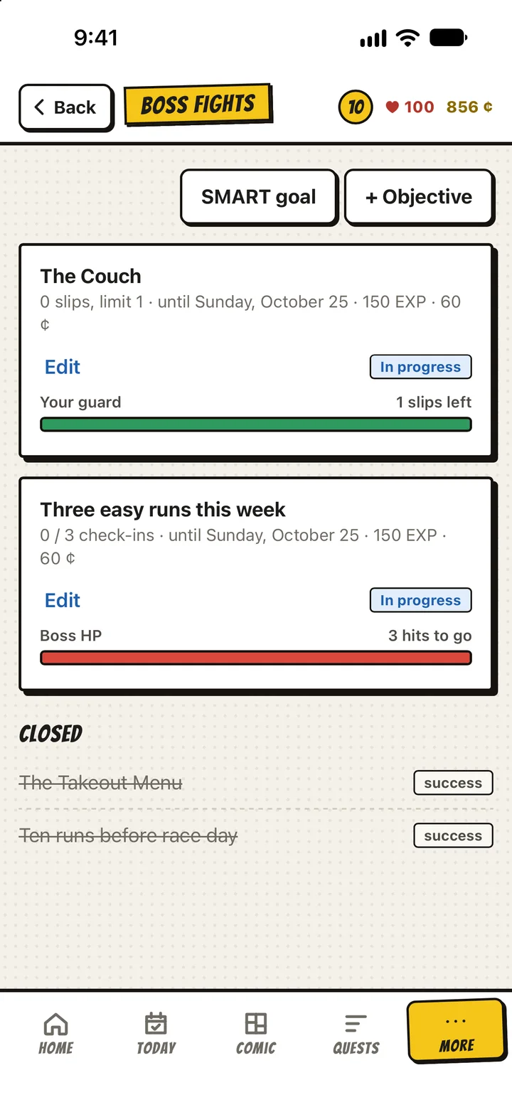 Boss fights: The Couch, a battle against ordering takeout, and three easy runs this week